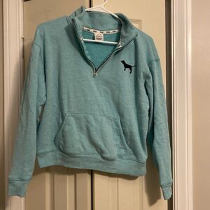 PINK Victoria's Secret Aqua Quarter-Zip Pullover